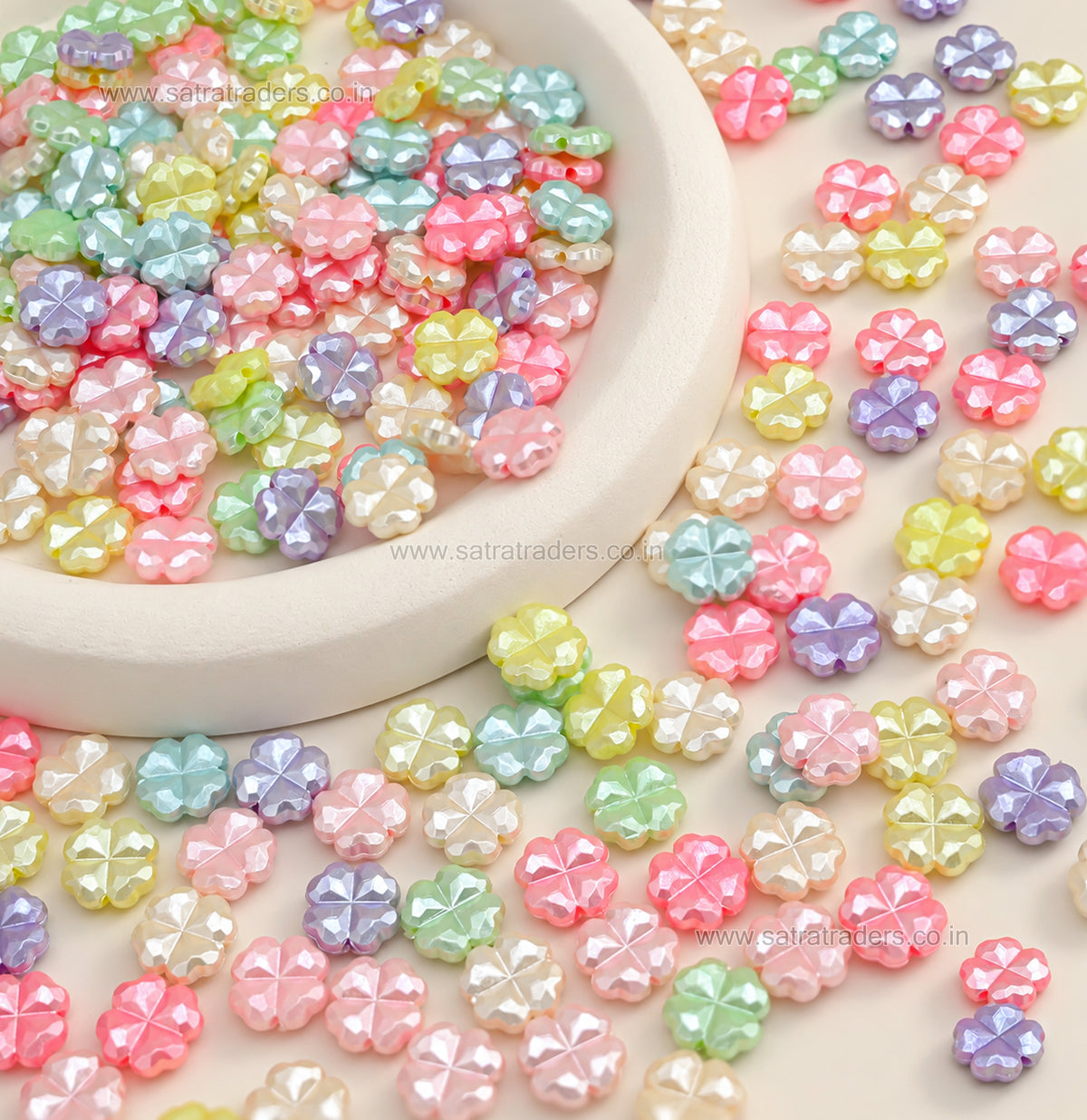 Pastel Acrylic Four-Leaf Clover Beads | Size : 12mm | PB59