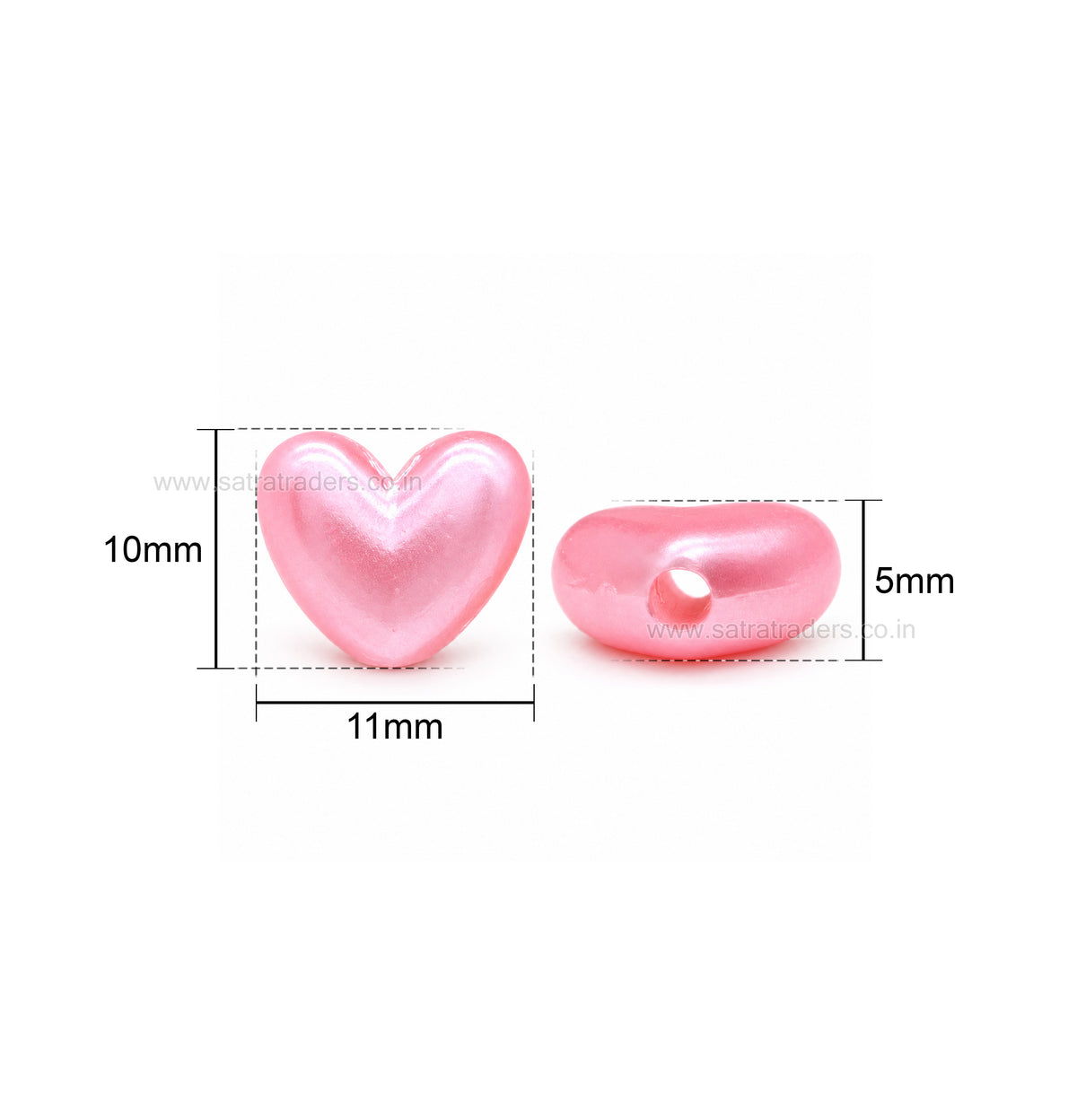 Assorted Pastel Acrylic Heart Beads | Size : 10mm | PB64