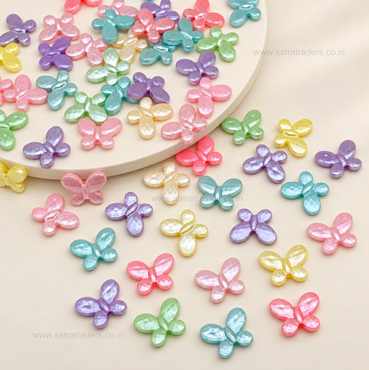 Assorted Pastel Acrylic Butterfly Beads | Size : 13mm | PB65