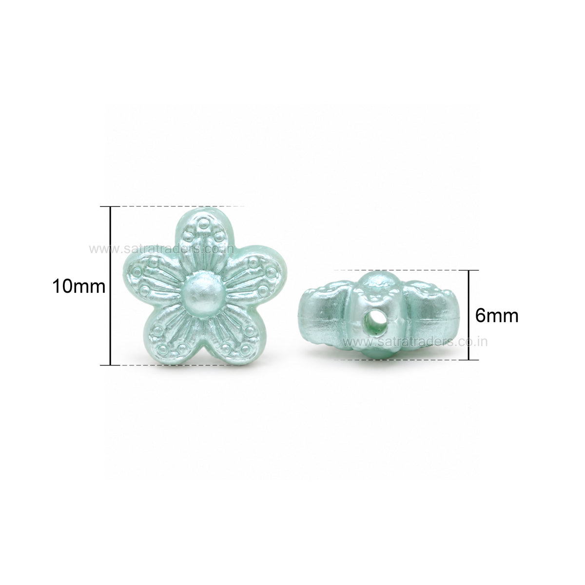 Assorted Pastel Acrylic Carved Flower Beads | Size : 10mm | PB66