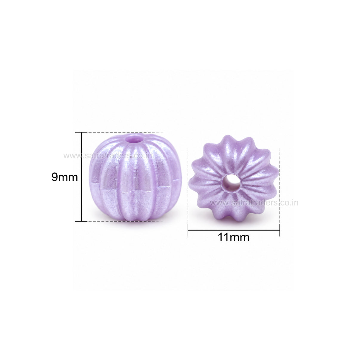 Assorted Pastel Acrylic Pumpkin Melon Beads | Size : 9mm | PB67