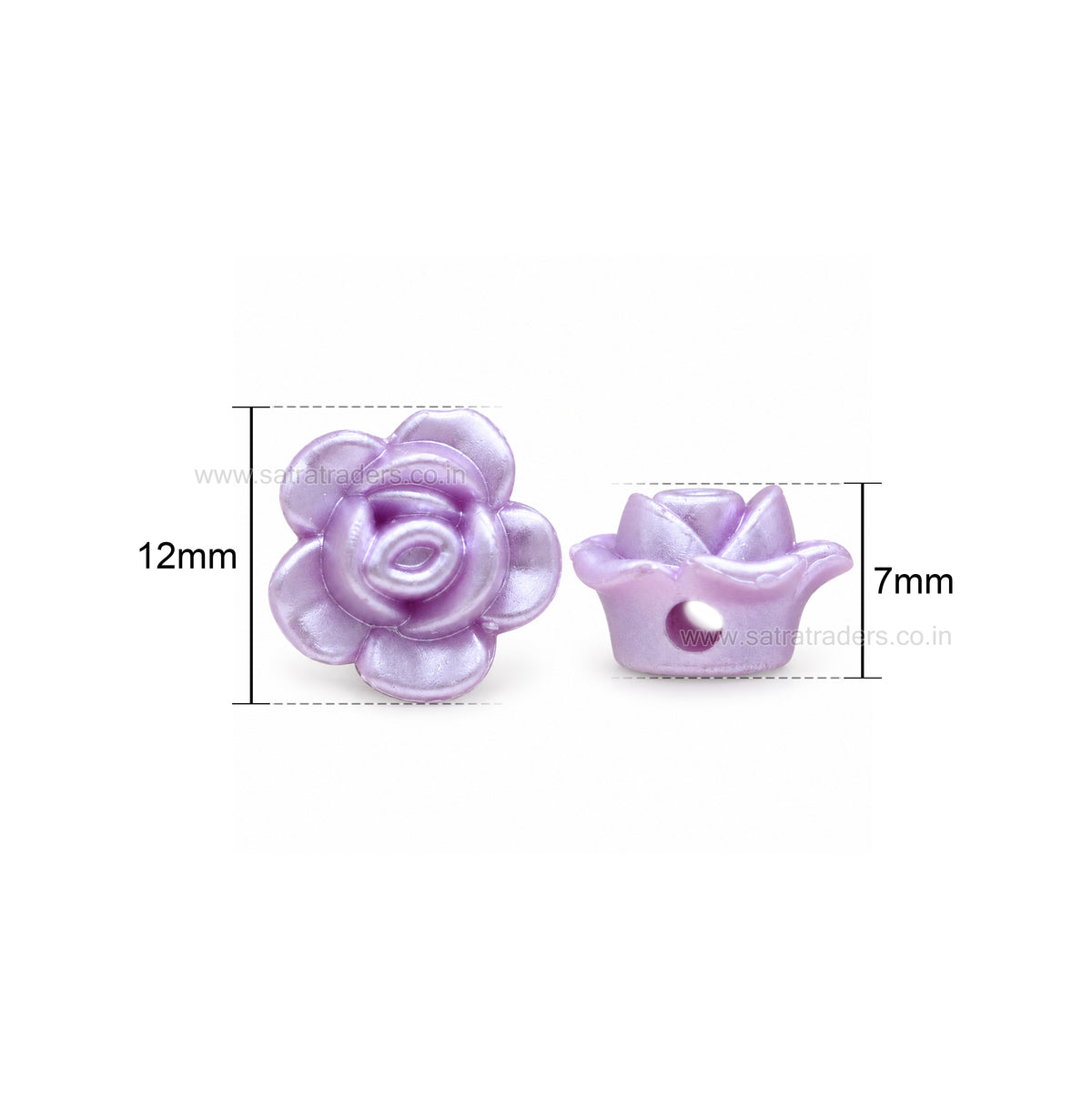 Assorted Pastel Acrylic Rose Flower Beads | Size : 12mm | PB68