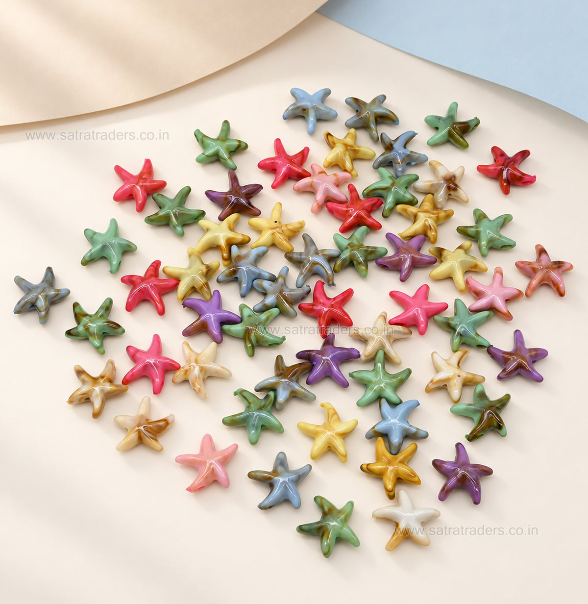 Assorted Marbled Starfish Beads | Size : 14mm | PB70