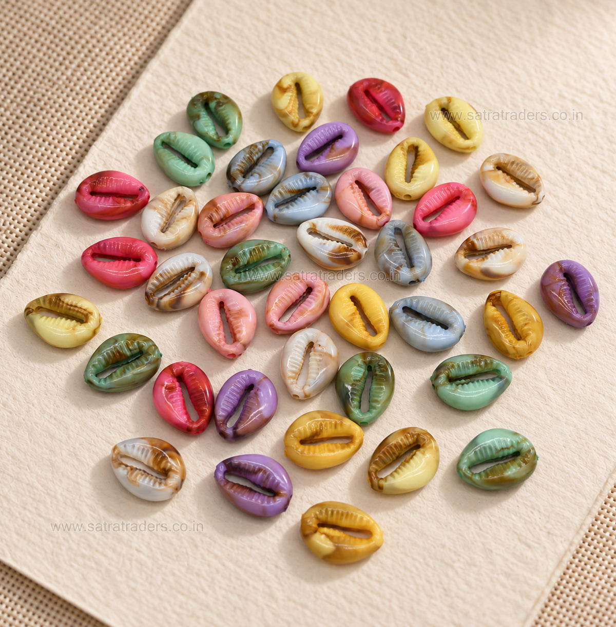 Assorted Marbled Cowrie Shell Beads | Size : 18mm | PB71