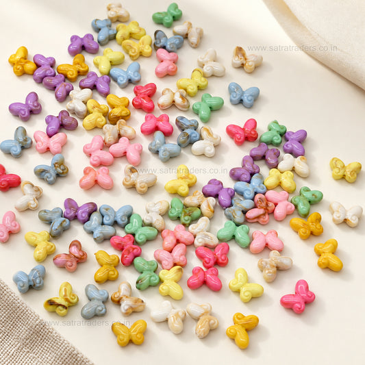 Assorted Marbled Swirl Butterfly Beads | Size : 10mm | PB72