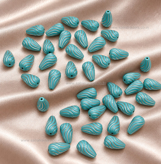 Fluted Pear Drop Plastic Beads | Size : 17mm | PB90