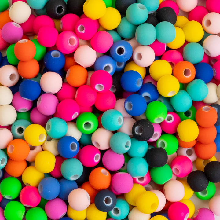 Assorted Matt Candy Shape Plastic Beads | Size : 6mm, 8mm | PB109