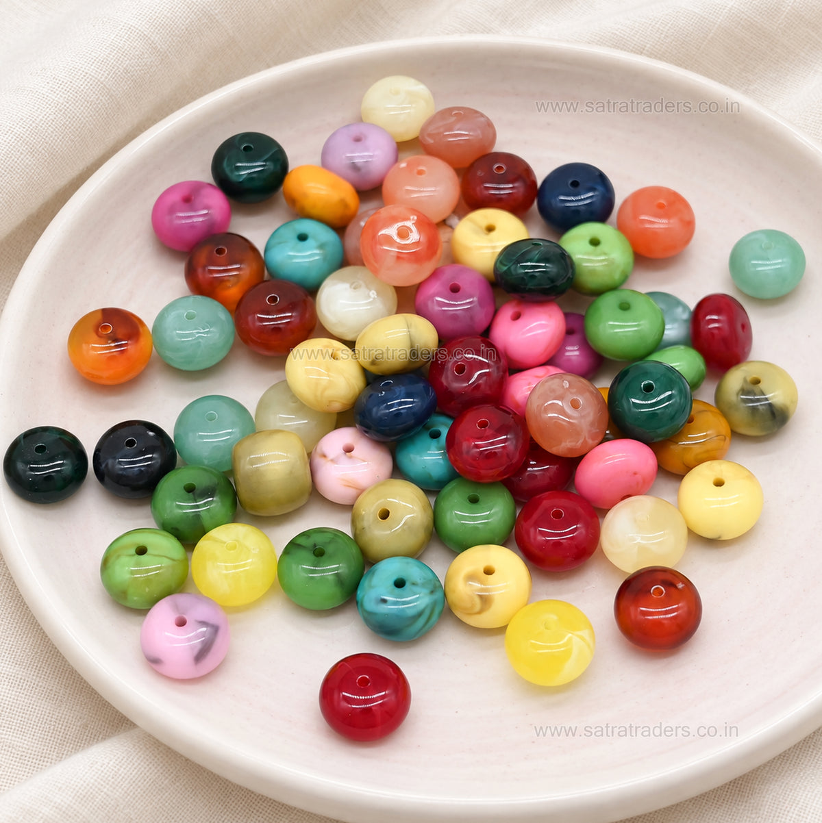 Assorted Rondelle Swirl Plastic Beads | Size : 18mm*12mm | PB102