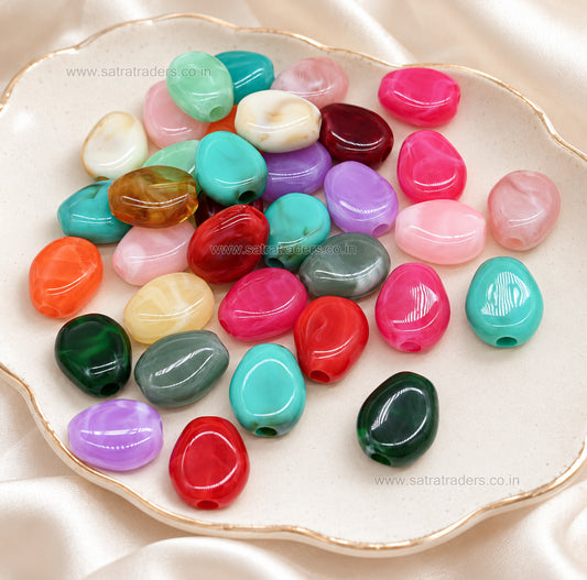 Assorted Smooth Oval Plastic Beads | Size : 23mm*19mm | PB141