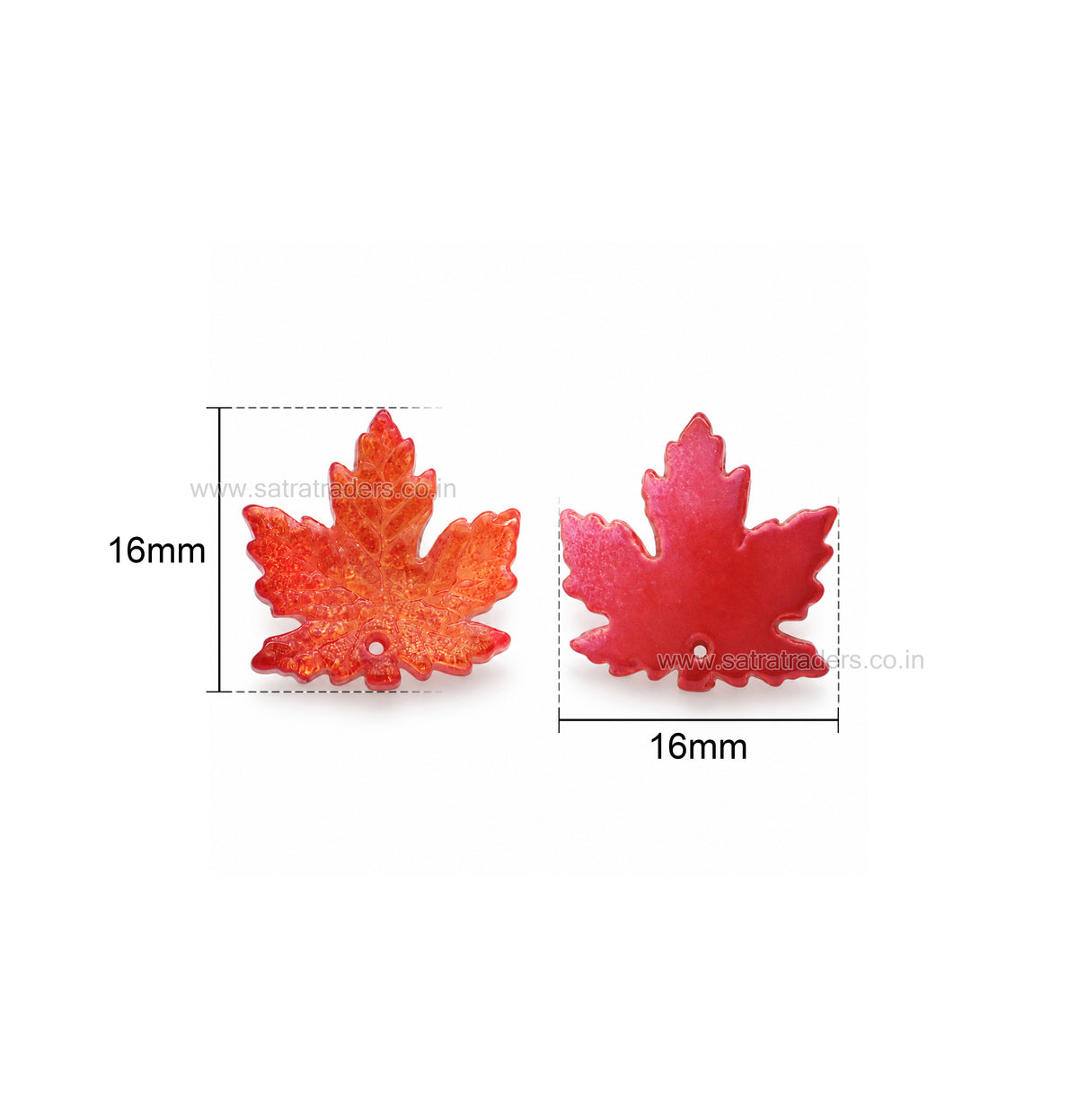 Assorted glass Maple Leaf Charm Beads | Size : 16mm | Qty: 25pcs | GB94