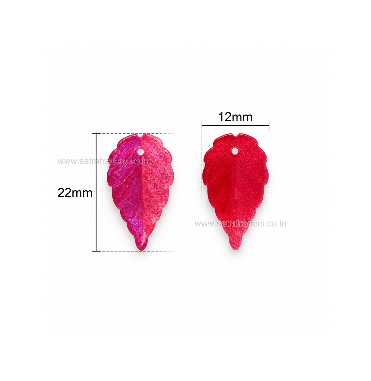 Dual tone Glass Teardrop Leaf Charms Beads | Size : 22mm | Qty: 25pcs | GB96