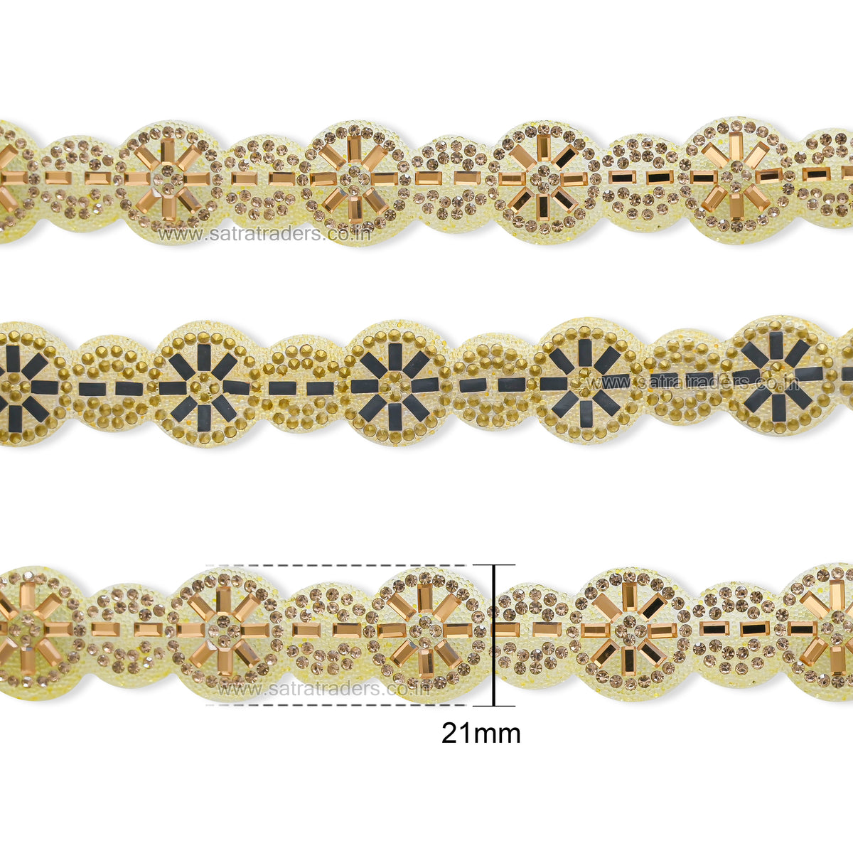 Crystal Medallion Beaded Lace | Qty : 1mtr