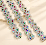 Multicolor Crystal Scalloped Diamond Lace | Qty : 1mtr