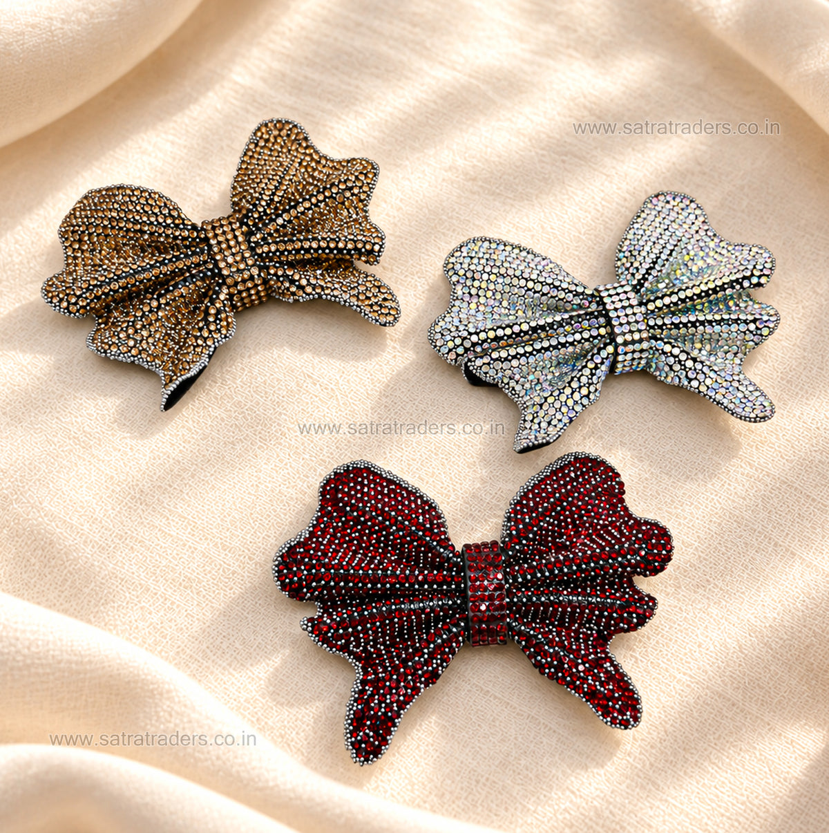 Rhinestone Scalloped Hair Bow Applique | Qty : 1pc | HA34