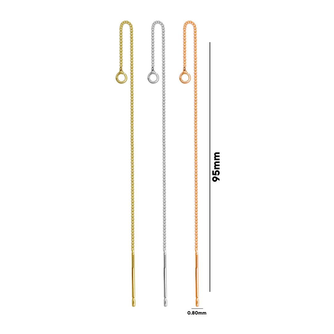 18k Brass Ear Threads Earrings Findings | Size : 95mm | Qty : 6pcs | EF38