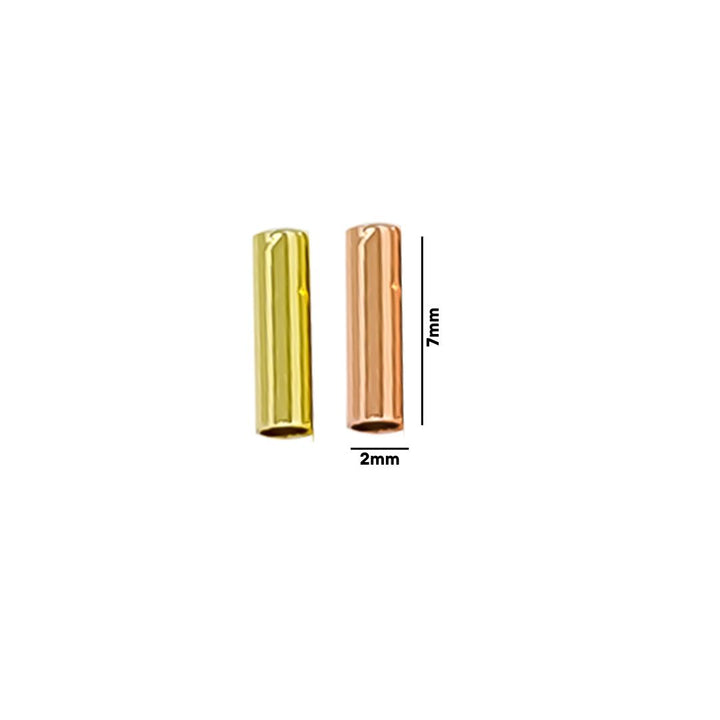 18K Brass Plain Tube Pipe Beads | Size : 7mm | 50pcs | BF218