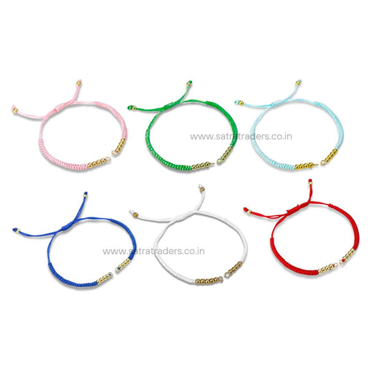 Nylon Braided Bracelet Cord with Brass Beads | Qty : 1pc | B13