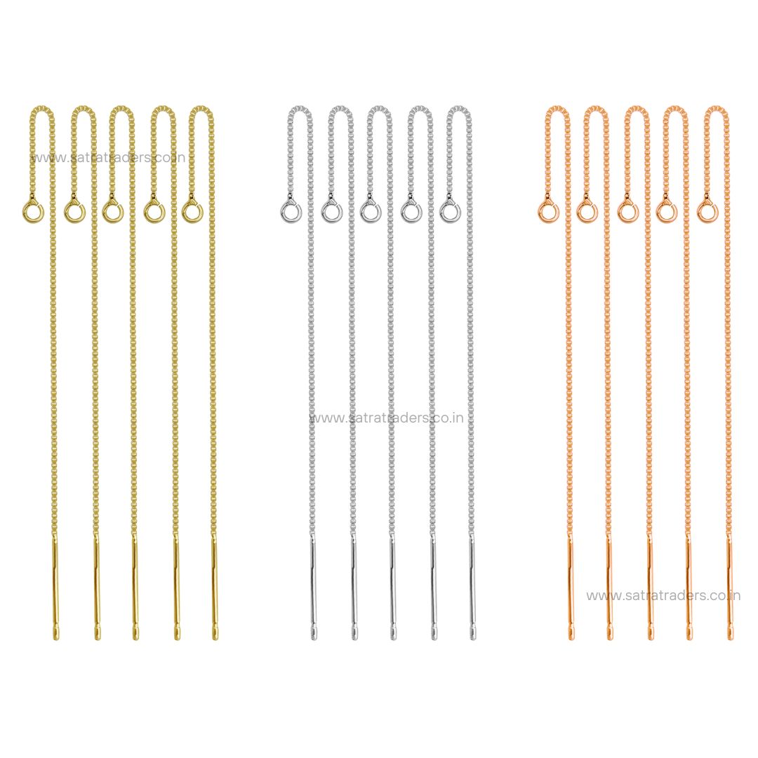 18k Brass Ear Threads Earrings Findings | Size : 95mm | Qty : 6pcs | EF38