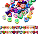 Flower Heart Polymer Clay Fimo Beads | Size : 6mm-2mm | FB04