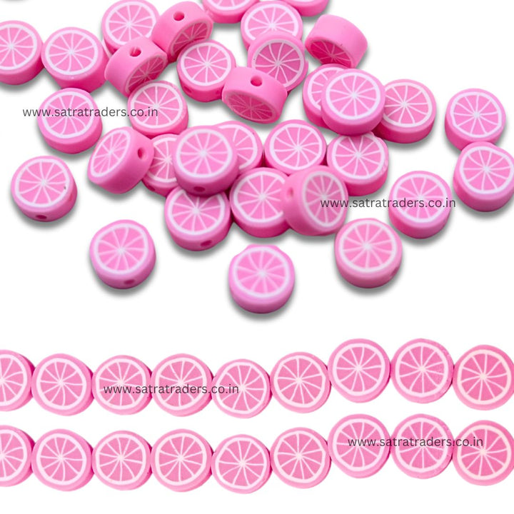 Pink Orange Polymer Clay Fimo Beads | Size: 6mm (W) Thickness 2mm | 1string  40 PCS | FB13