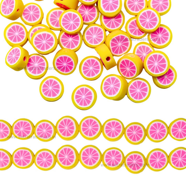 Color Fruit Polymer Clay Fimo Beads | Size: 6mm (W) Thickness 2mm | 1string 40 PCS | FB03