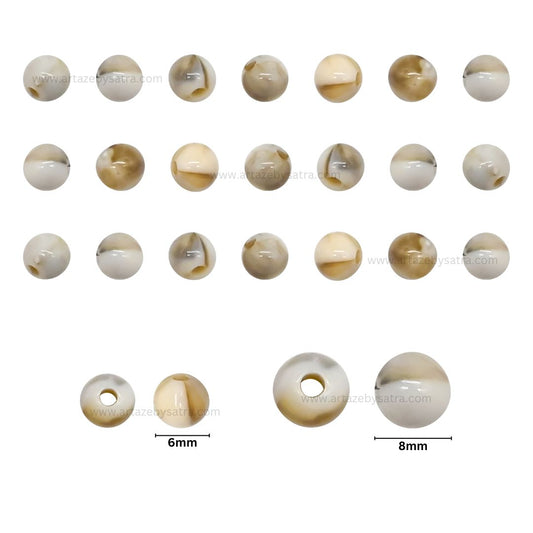 Marble Effect Round Acrylic Beads | Size : 6mm,8mm | PB13