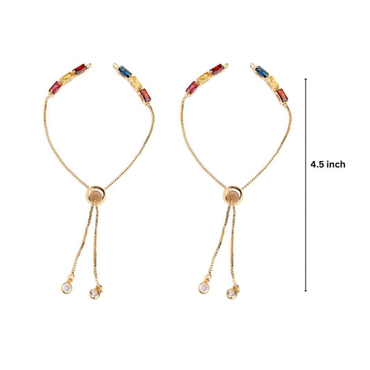 Brass Multicolor Stone Bracelet Adjustable Slider | Size : 4.5inch | Qty : 1pc | B09