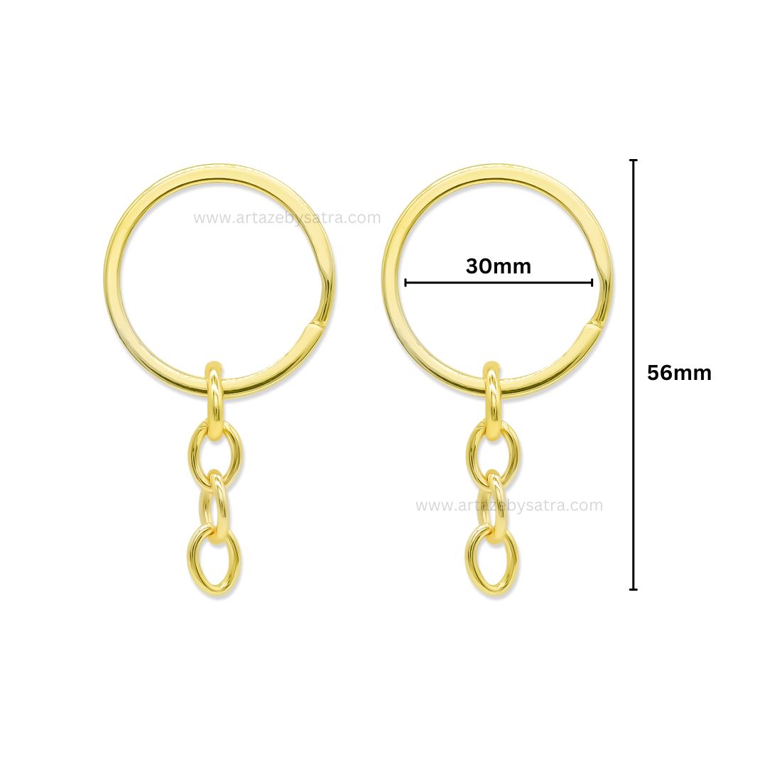 Keychain Ring Set with Chains | Size : 30mm | Qty : 25pcs | BF99