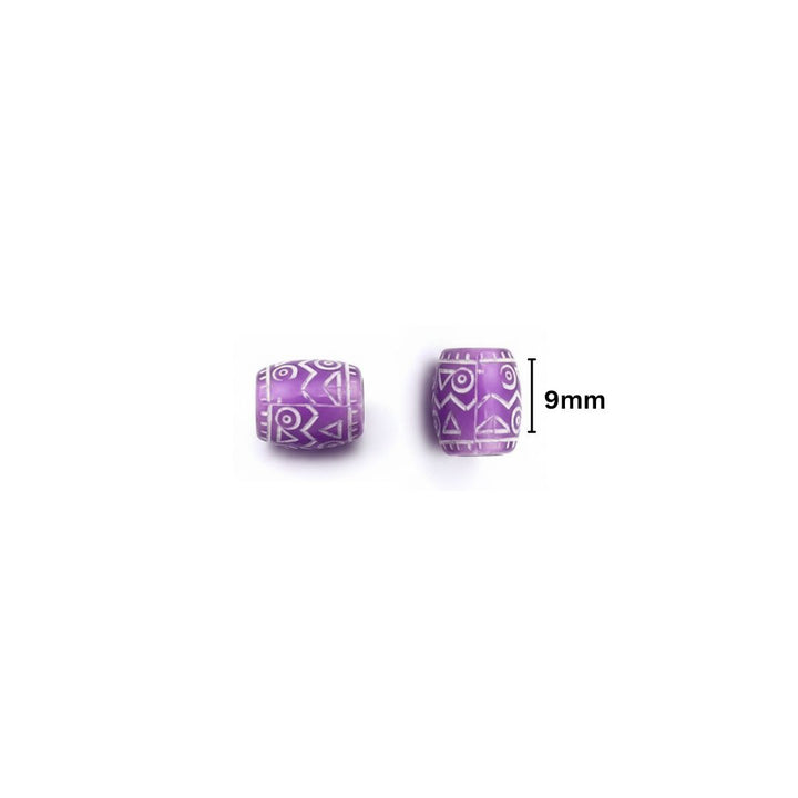Plastic Barrel Pony Embossed Beads | Size : 9mm
