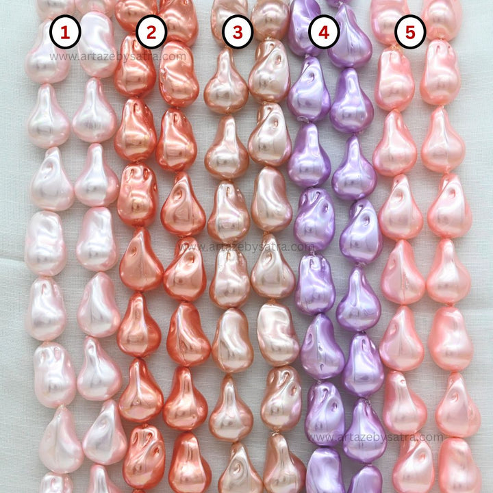 Uncut Glass Pearl Drop Beads | Size : 24*16mm | Qty : 1per line-17pcs approx | GB56l