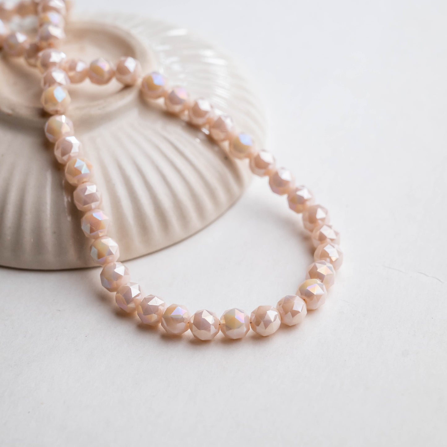 Sparkling Champagne Faceted Beads | Size : 8mm | Qty : 1 line-approx 72pcs | GB25