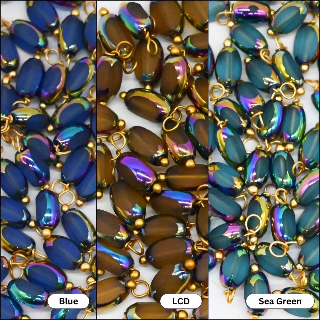 Golden Shaded Rainbow Lariya Beads | Size : 6mm | Qty : 50pcs | GB13