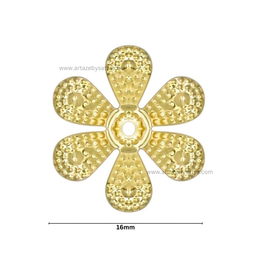 1 Hole Metal Art Flower | Size : 16mm | Qty : 100pcs | MA211