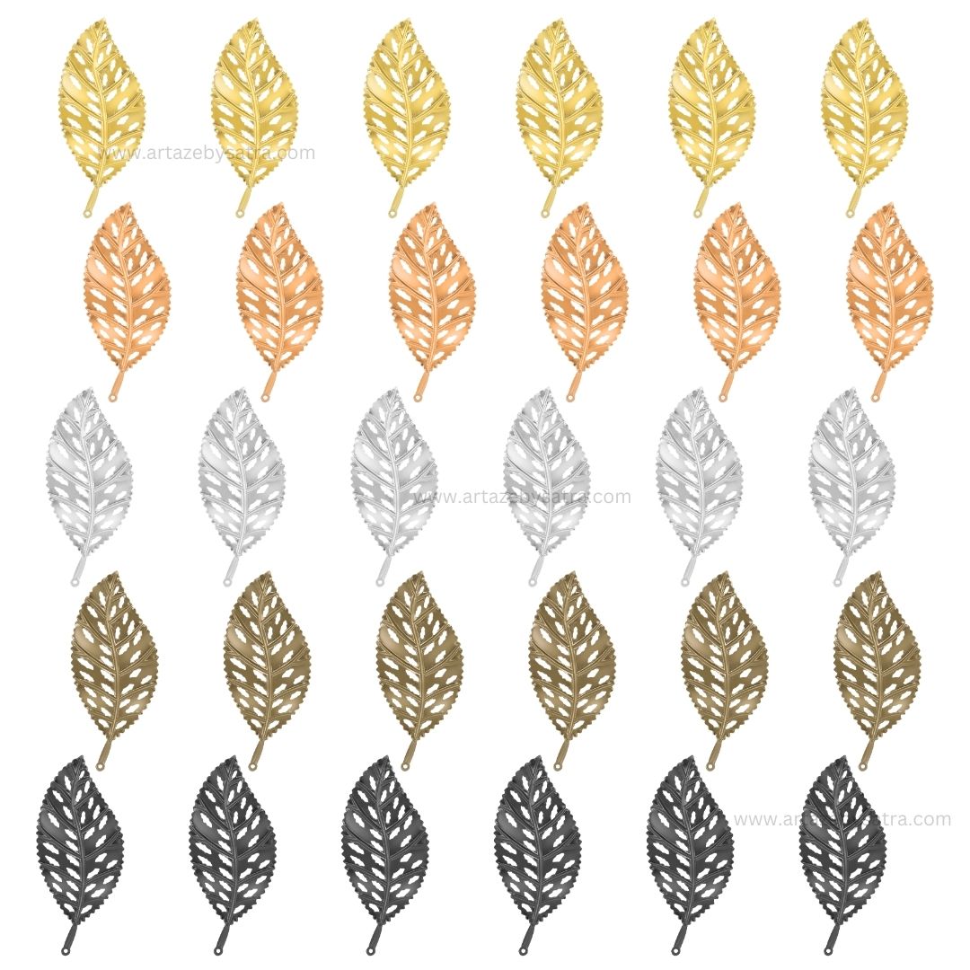 1 Loop Metal Art Leaf | Size : 86mm | Qty : 100g | MA334