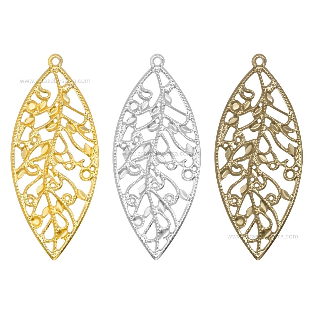 1 Loop Metal Art Leaf | Size : 68mm | Qty : 20pcs | MA337