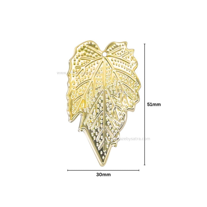 1 Loop Metal Art Leaf | Size : 51mm | Qty : 20pcs | F-4-27 | MA342