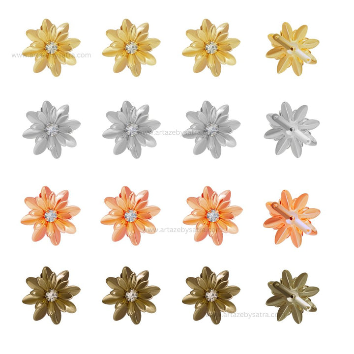 Stone Metal Flower | Size : 28mm | Qty : 20pcs | MA343