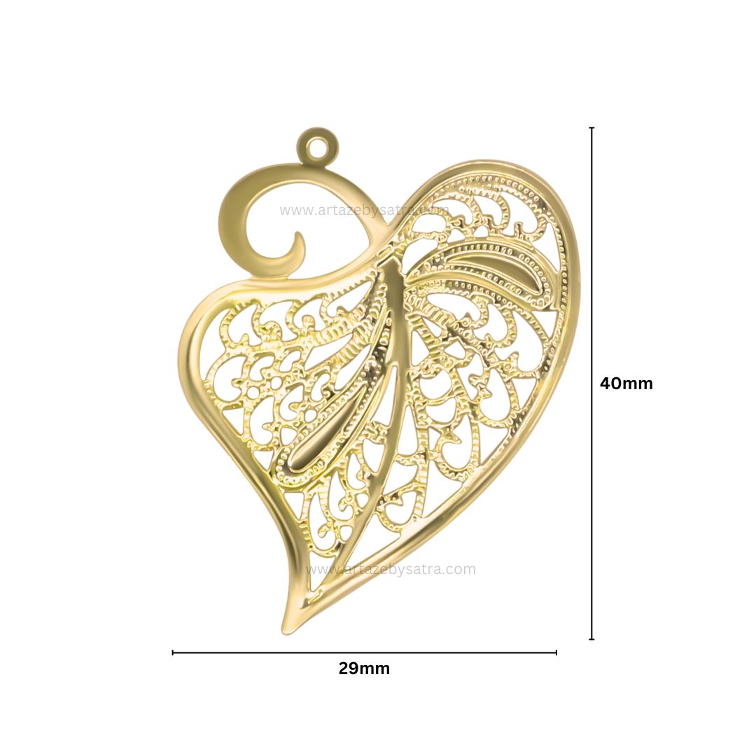 1 Loop Metal Art Leaf | Size : 40mm | Qty : 50pcs | F-4-11 | MA342