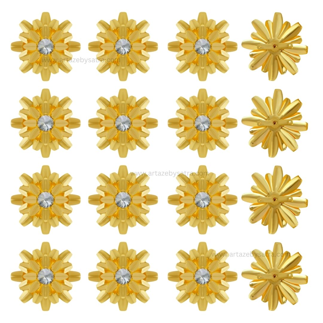 Stone Flower Metal Art | Size : 43mm | Qty : 10pcs | MA364