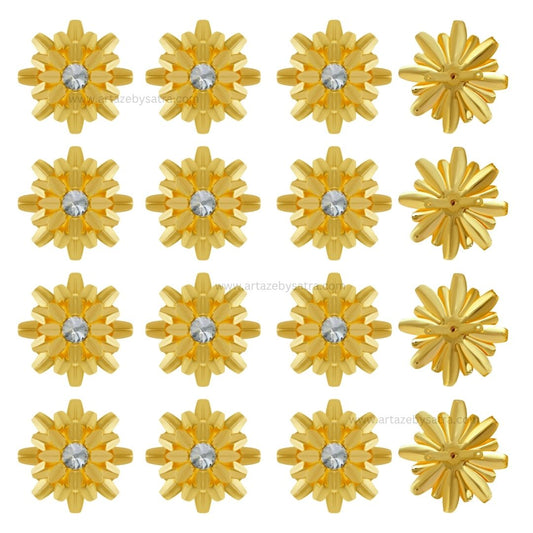 Stone Flower Metal Art | Size : 43mm | Qty : 10pcs | MA364