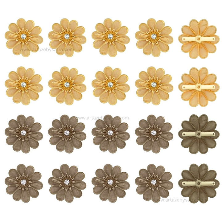 Stone Flower Metal Art | Size : 38mm | Qty : 10pcs