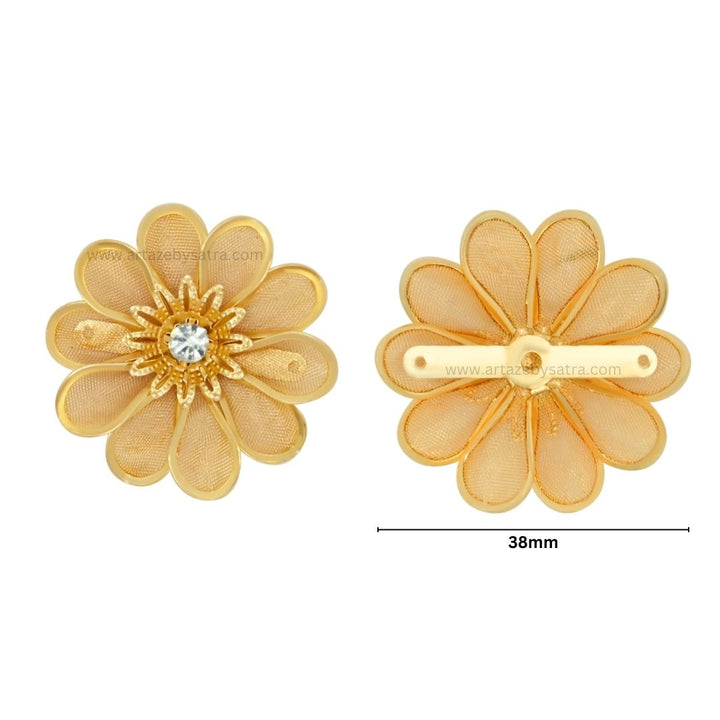 Stone Flower Metal Art | Size : 38mm | Qty : 10pcs
