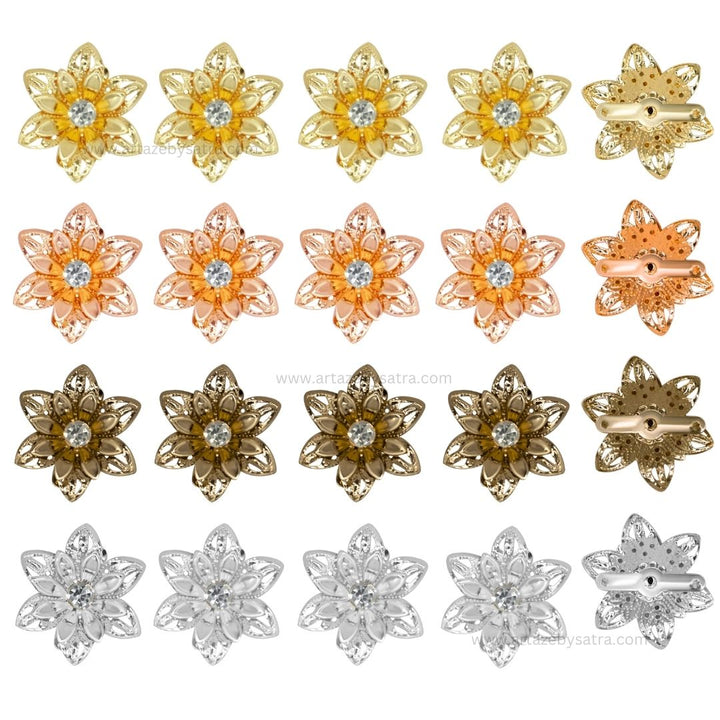 Stone Flower Metal Art | Size : 27mm | Qty : 20pcs | MA368