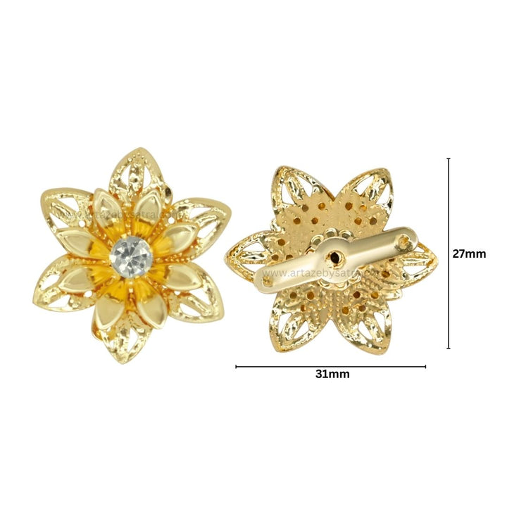 Stone Flower Metal Art | Size : 27mm | Qty : 20pcs | MA368