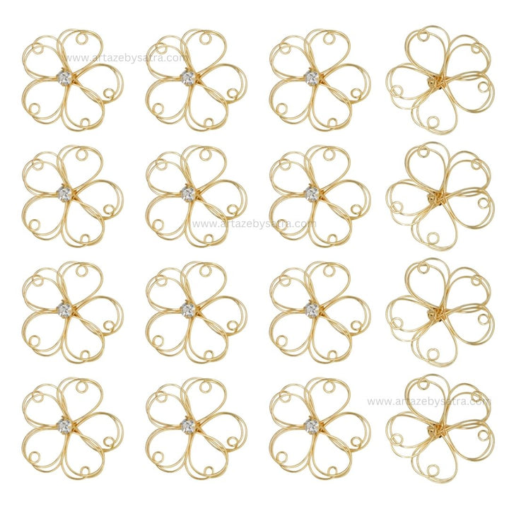 Stone Flower Metal Art | Size : 43mm | Qty : 10pcs | MA370