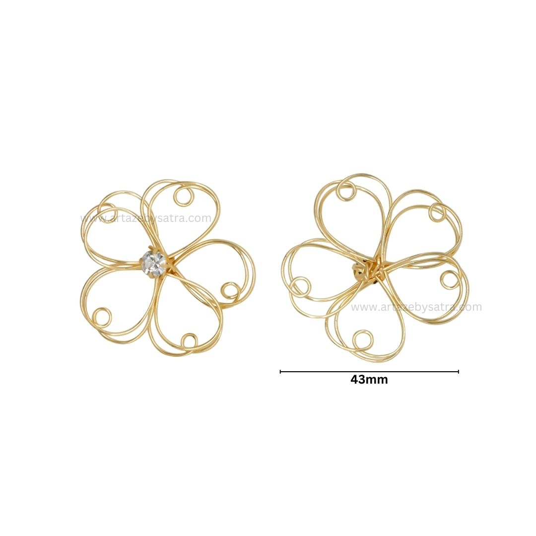 Stone Flower Metal Art | Size : 43mm | Qty : 10pcs | MA370
