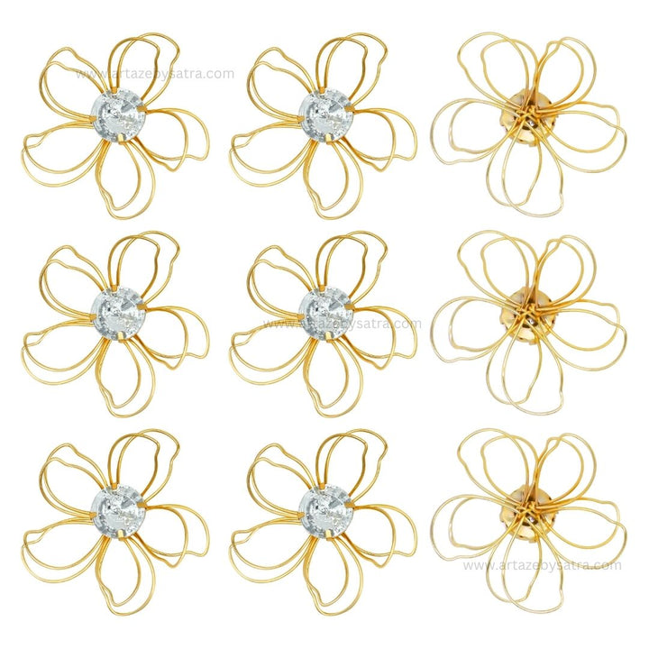 Stone Flower Metal Art | Size : 62mm | Qty : 6pcs | MA372