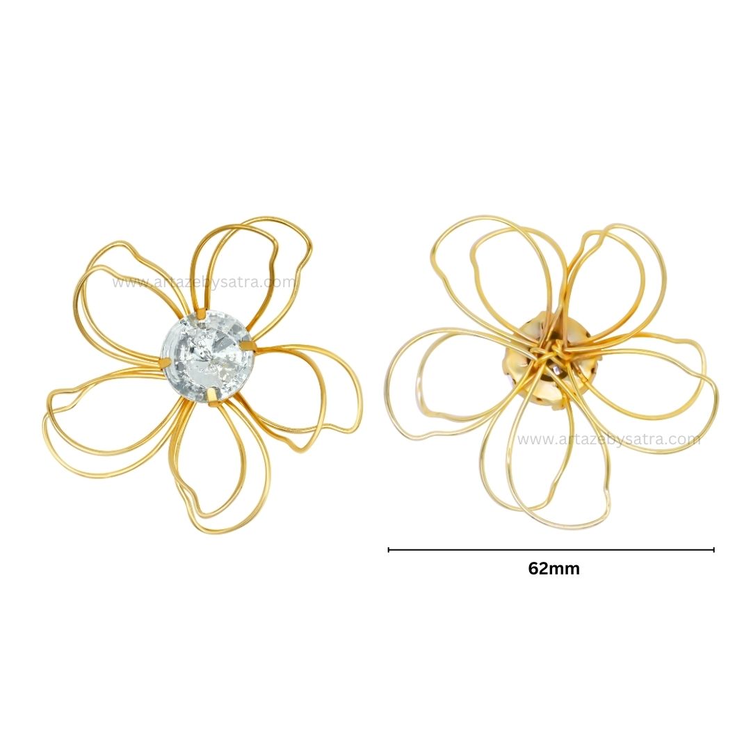 Stone Flower Metal Art | Size : 62mm | Qty : 6pcs | MA372
