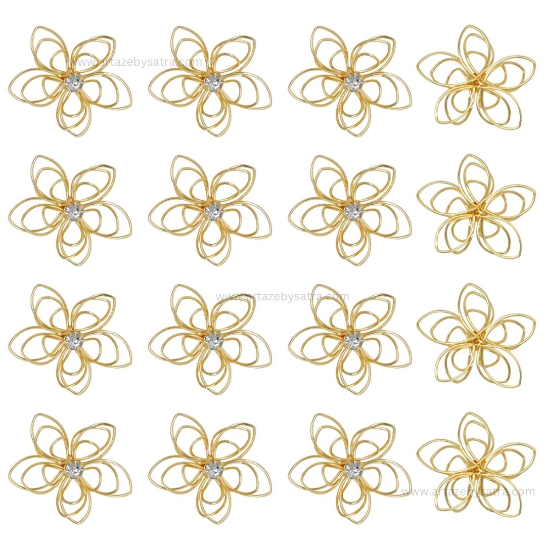 Stone Flower Metal Art | Size : 39mm | Qty : 10pcs | MA373