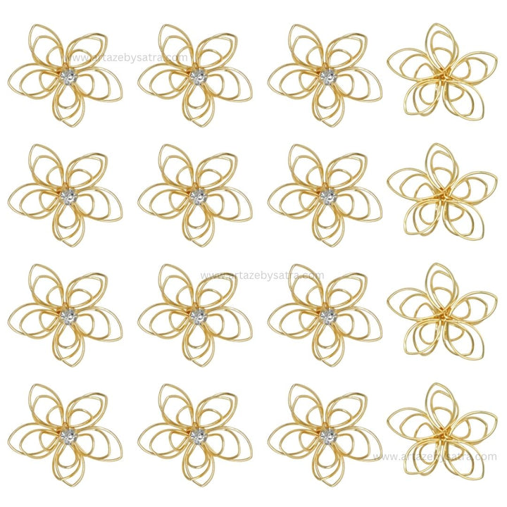 Stone Flower Metal Art | Size : 39mm | Qty : 10pcs | MA373